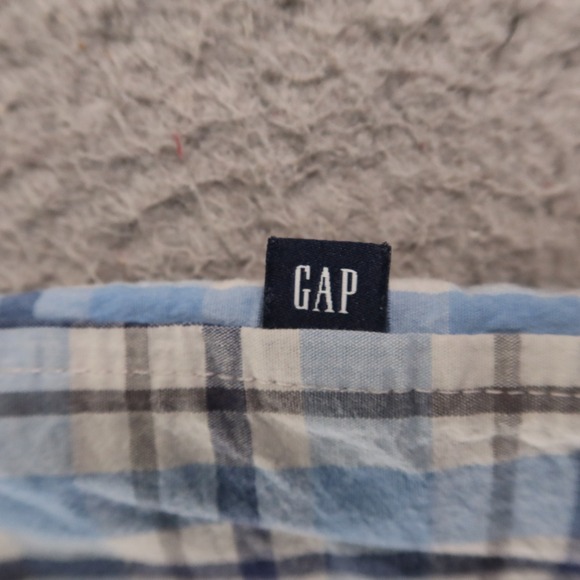 Gap Shirt Mens 2XL Blue Check 100% Cotton Poplin Button Up Long Sleeve‎ - Picture 7 of 10